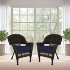 Jeco Wicker Chair with Blue Cushion - Image 9