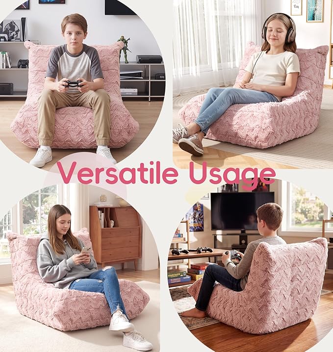 Hobestluk Bean Bag Chair with Memory Foam Ultra Soft Faux Fur Fabric Ergonomic - Image 5