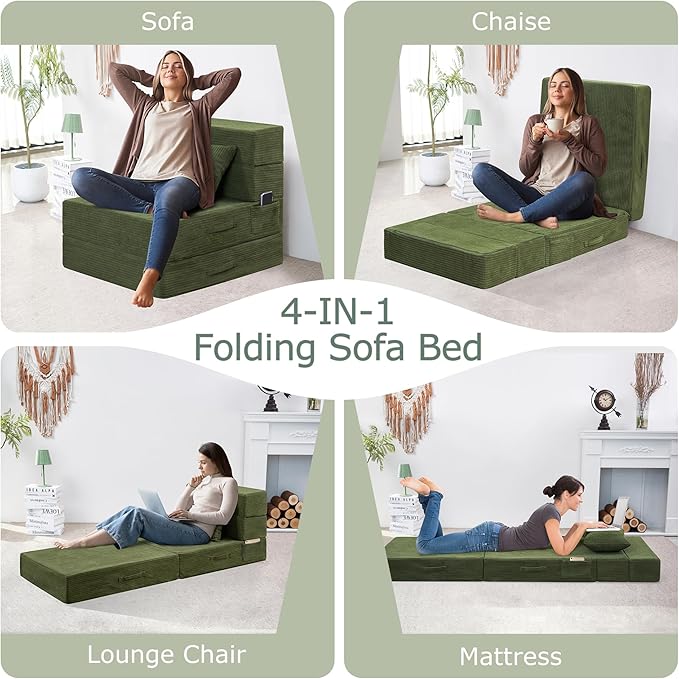 Folding Sofa Bed, 4 in 1 Convertible Sleeper Chair - Image 4