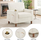 Mid Century Modern Accent Chairs Set of 2, Chenille Comfy Living Room Arm Chairs - Image 4