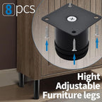 2.5 Inch Metal Furniture Legs Stainless Steel Adjustable Legs Black Metal Legs - Image 5