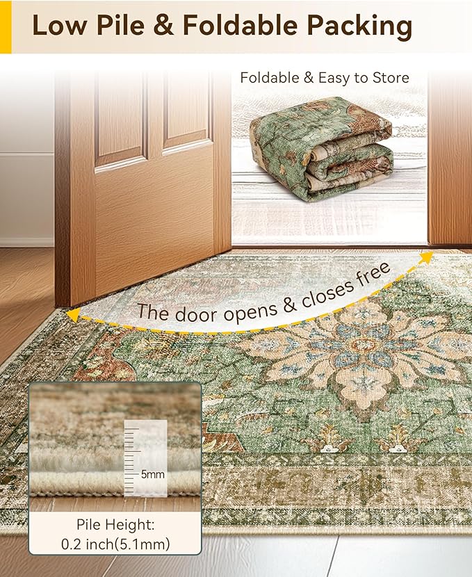 RELEANY Area Rugs 2'x5' Runner Rug Non Slip Washable - Image 5