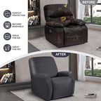 ANARACHON Leather Look Recliner Chair Covers, 4-Pieces Stretch Recliner Cover - Image 6