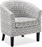 BELLEZE Accent Barrel Chair, Linen Round Chair Club Tub Sofa Corner Chair by BELLEZE