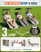 KingCamp Lounge Chair with face Hole & Canopy Shade, 400LBS Folding Portable - Image 9