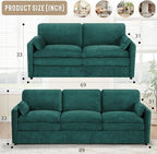Classic Chenille Sofa Set with 2 Extra Armrest Pillows, Loveseat and 3-Seat - Image 3