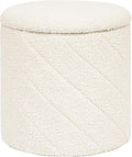 PINPLUS Ottoman with Stroage Round Boucle Ottoman and Tray Sherpa Removable by PINPLUS