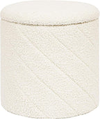 PINPLUS Ottoman with Stroage Round Boucle Ottoman and Tray Sherpa Removable by PINPLUS