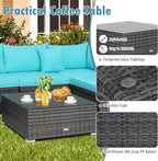 Tangkula 7 Pieces Wicker Patio Furniture Set, All-Weather Outdoor Rattan - Image 6