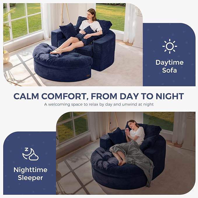MAXYOYO Oversized Round Chaise Lounge Sofa, Upholstered Lounge Chair - Image 7
