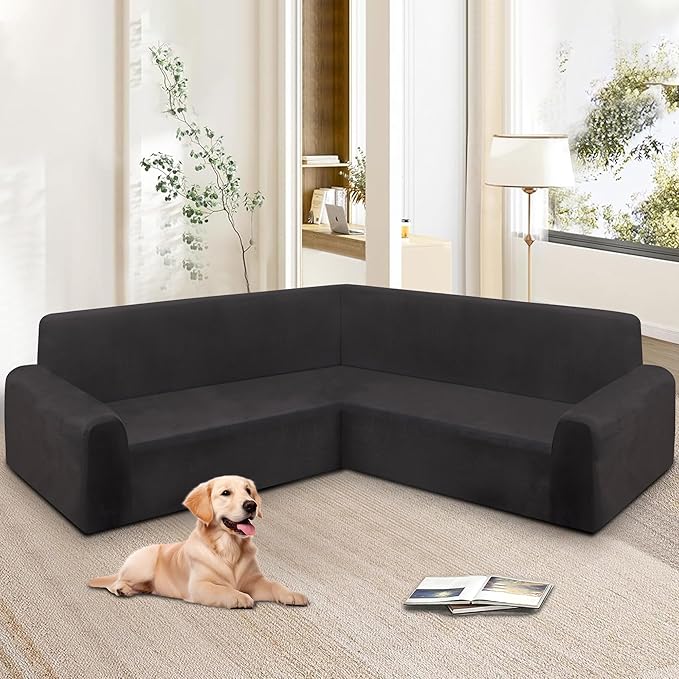 HDCAXKJ Corner Sectional Couch Covers Velvet Stretch L Shape Sofa Cover Soft - Image 6