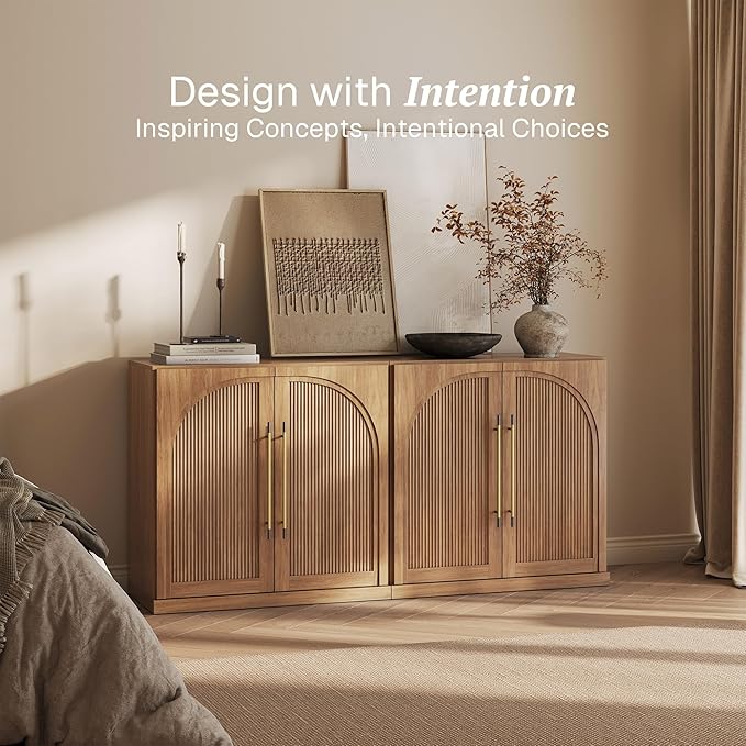 BELLEZE 3 Tier Bookshelf with Double-Arc Door - Image 3