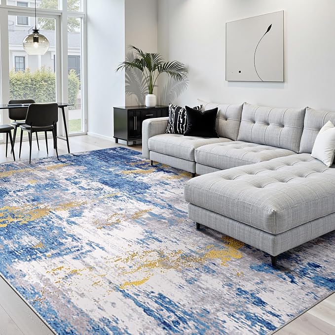 RELEANY Washable Area Rugs 10'x14' Non-Slip Modern Abstract Soft by RELEANY