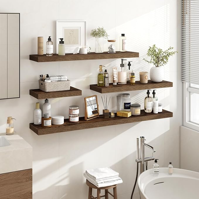 Acovy 24 Inch Floating Shelves, 3D Textured 24"x9.25"x1.5" Inch Deep Floating - Image 2