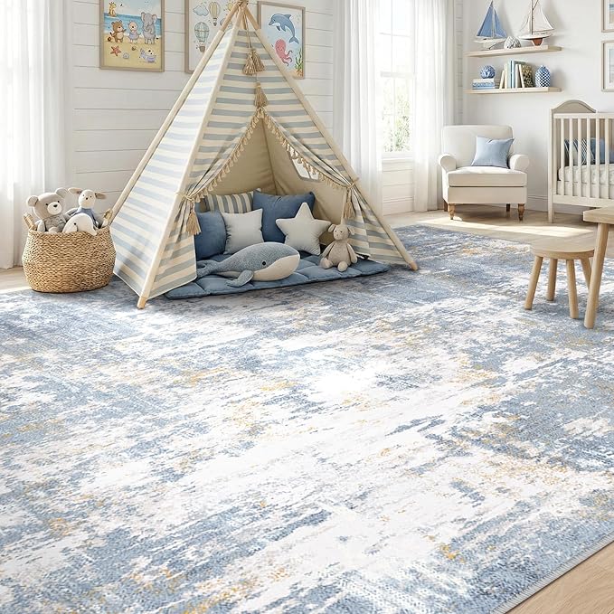 RELEANY Washable Area Rugs 6'x9' Non-Slip Modern Abstract Soft - Image 4