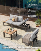 Aluminum Outdoor Patio Sofa Set, 2 Seats Modular Sectional Single Seat Sofa - Image 6
