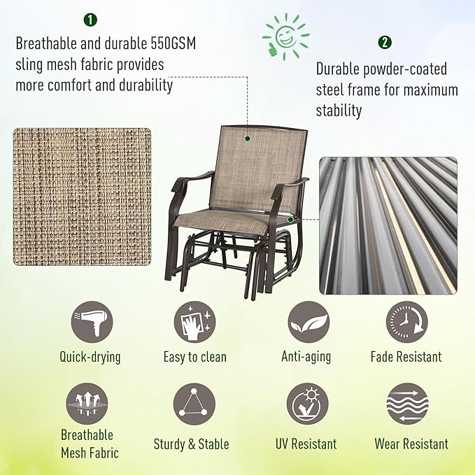 Outsunny 3 Piece Outdoor Glider Chair - Image 6