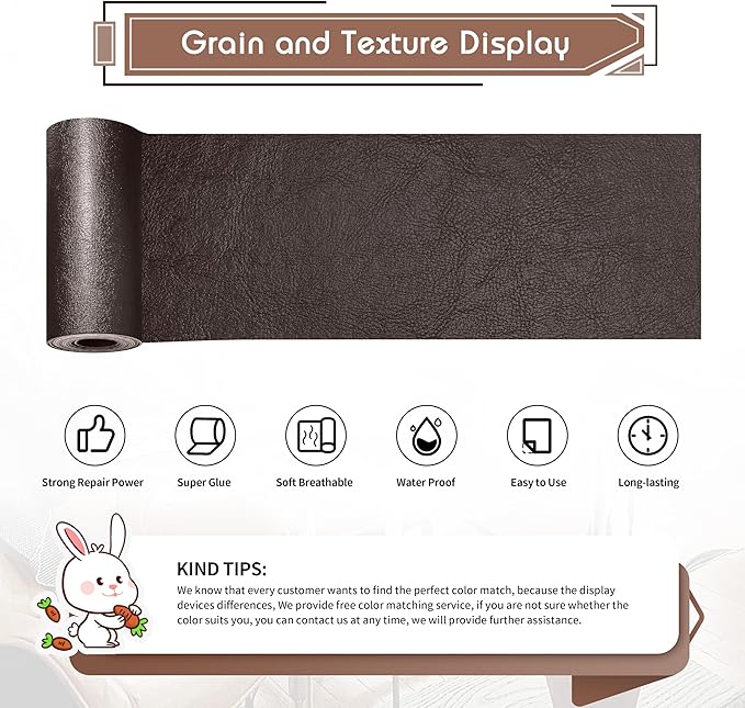 KING MOUNTAIN Leather Repair Patch, 4 x 63 Inches self Adhesive Leather Repair - Image 2