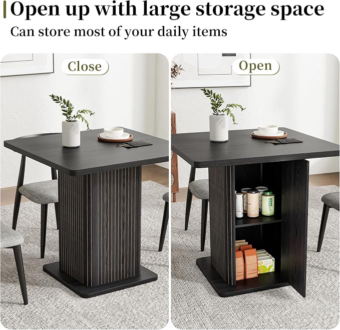 Small Black Dining Table for 2-4, 31.5 Inch Farmhouse Square Kitchen Table - Image 6