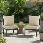 Summsun Patio Chair Cushions Set of 2, Faux Linen Outdoor Furniture Cushions - Image 9