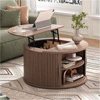 JOINICE 31.5" Round Lift Top Coffee Table, Mid Century Modern Walnut Center - Image 7