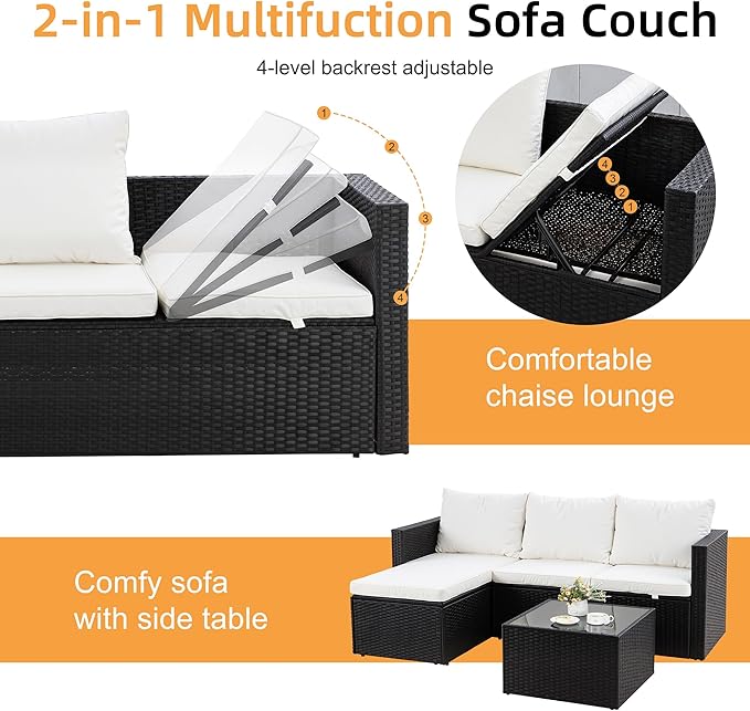 Shintenchi 4 Pieces Patio Furniture Sets, Outdoor Sofa Patio Sectional Sets All - Image 2