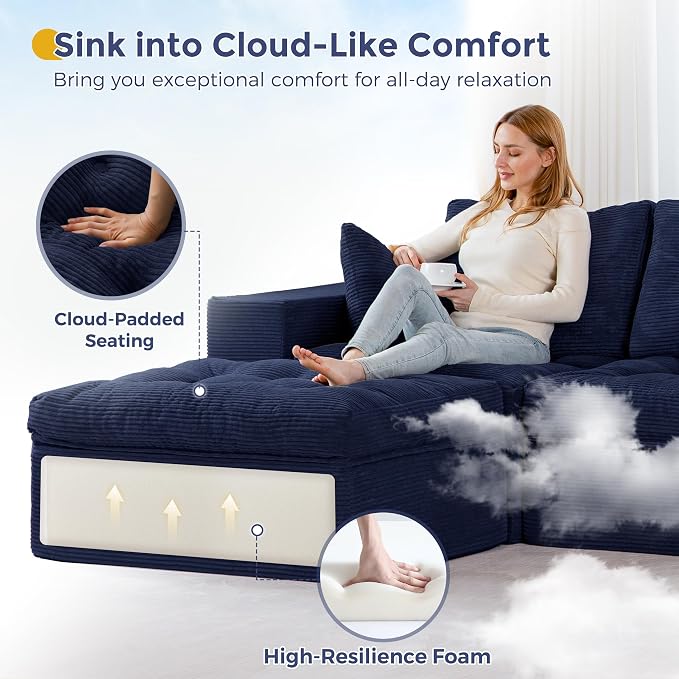 MAXYOYO 132" U Shaped Modular Sectional Sofa - Image 8