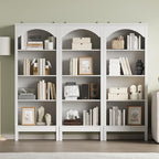 Arched Bookshelf with 4 Tier Open Shelves, Study and Living Room, Modern White - Image 4