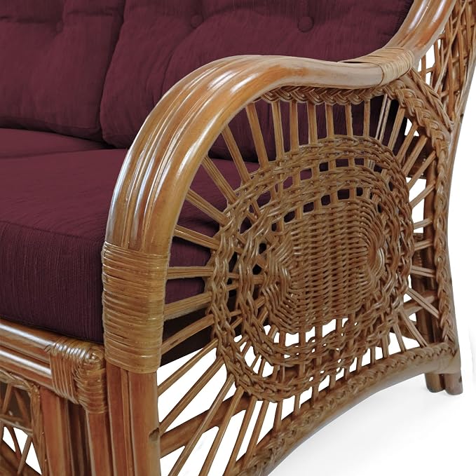Malibu Lounge Set of 4: 2 Natural Rattan Wicker Chairs, Three-Seater Sofa - Image 7