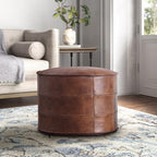 Leather Ottoman, Handmade Stuffed Square Ottoman, Genuine Leather Pouf - Image 8