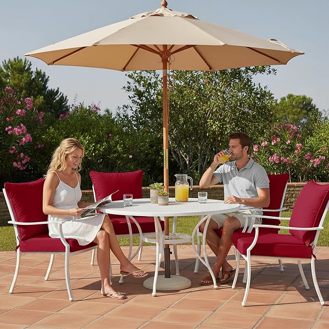 Summsun Outdoor Chair Cushions Set of 4, Waterproof Back Pillow and Seat - Image 2