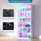 71" Tall Display Cabinet with Glass Doors, Rounded Curio Cabinet with Motion - Image 6