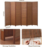 6 Panel Room Divider and Extra Wide Folding Privacy Screen, 94.5" W x 67" H - Image 3