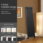 Roundhill Furniture Inkwell 4-Panel Bamboo Room Divider, Folding Portable - Image 3