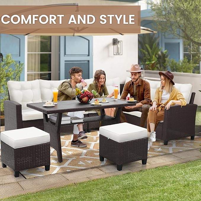 KROFEM 6-Piece Patio Furniture Set, Outdoor Sectional Sofa - Image 5
