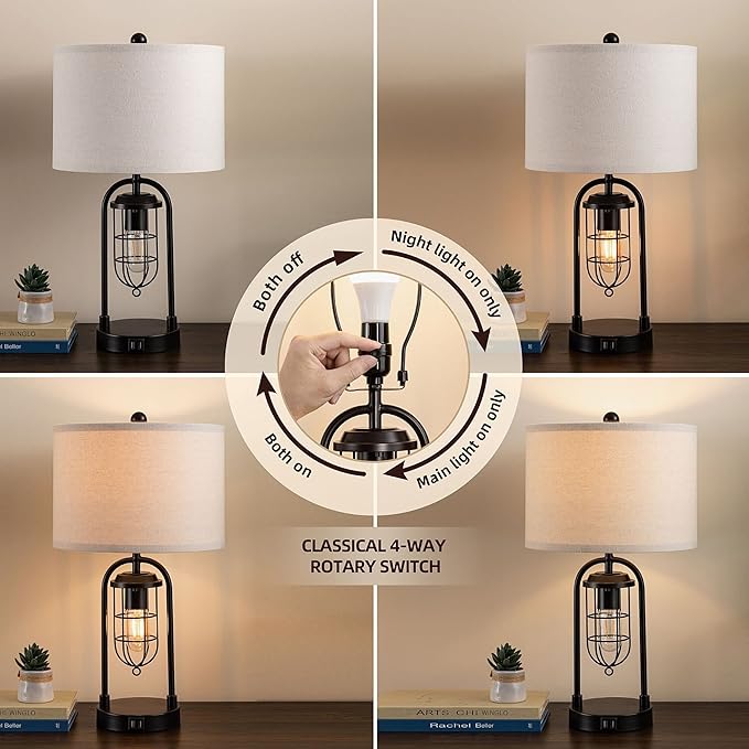 Set of 2 Farmhouse Table Lamps - Image 2
