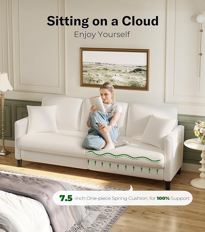 Welzona 83" Couches for Living Room, Teddy Sofa Couch, Comfy Sofas for Living - Image 3