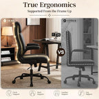 Office Chair, Leather Ergonomic Computer Desk Chair - Image 3