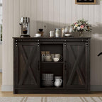 4 EVER WINNER 42" Farmhouse Coffee Bar Cabinet, Buffet Cabinet - Image 3