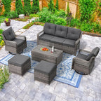 6 Pieces Wicker Patio Furniture Set Conversations Sets, 2 Outdoor 360° Swivel by Suvivityse