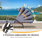 GarveeLife 2-Piece Rattan Patio Folding Chaise Lounge, 5-Position Adjustable - Image 4