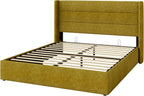 Allewie Queen Size Lift Up Storage Bed, Modern Wingback Headboard, Hydraulic - Image 9