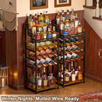 Tiered Wine Rack and Liquor Cabinet, Large Capacity Freestanding Floor Wine - Image 5