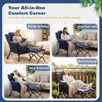 Lazy Chair with Ottoman, Large Accent Chair with Ottoman and a Throw Pillow - Image 8