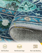 RELEANY Area Rugs Round 7ft Washable Non-Slip, Floral Vintage Distress Print - Image 3