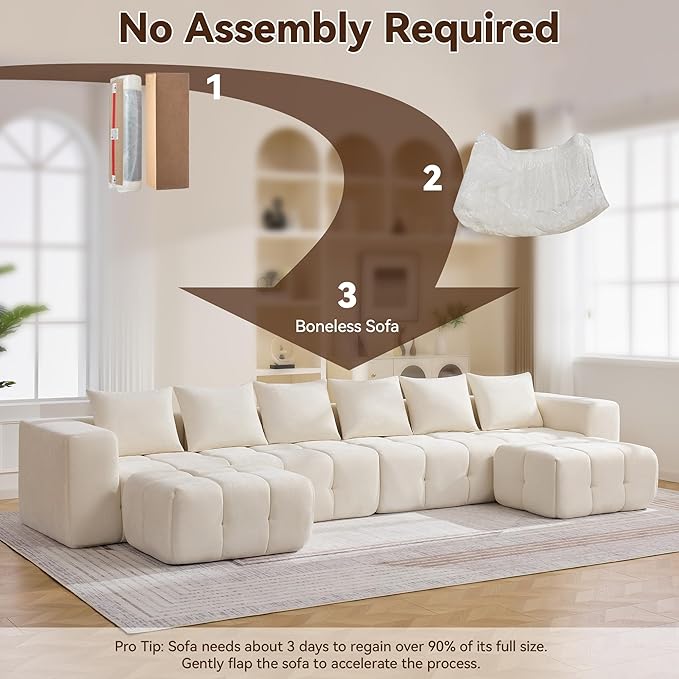 119" Boneless U-Shaped Sofa Couch - Image 6