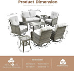 8 Pieces Outdoor Patio Furniture Sets, High Back Swivel Rocker Chairs Loveseat - Image 2