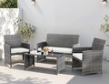 4 Piece Patio Ratten Set Outdoor Furniture Set Wicker Conversation Set by Shintenchi%7CFurnitureMadeforRealLife