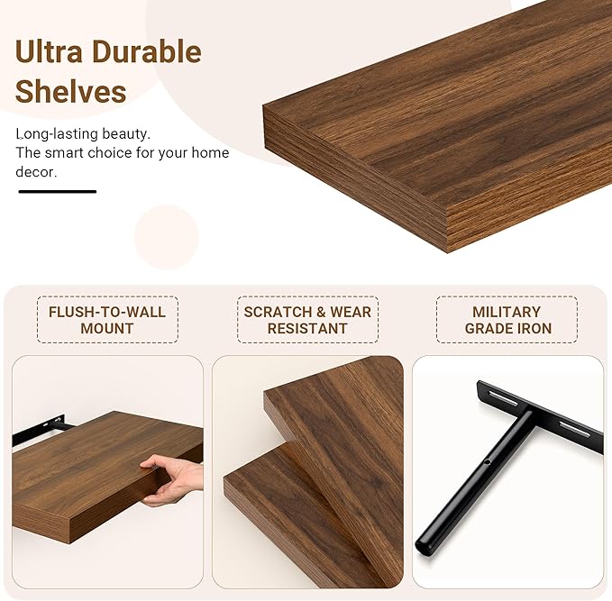 24 Inch Floating Shelves, 12 Inch Deep Floating Shelves - Image 4