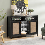 SICOTAS Rattan Coffee Bar Cabinet, Modern Liquor Cabinet - Image 2